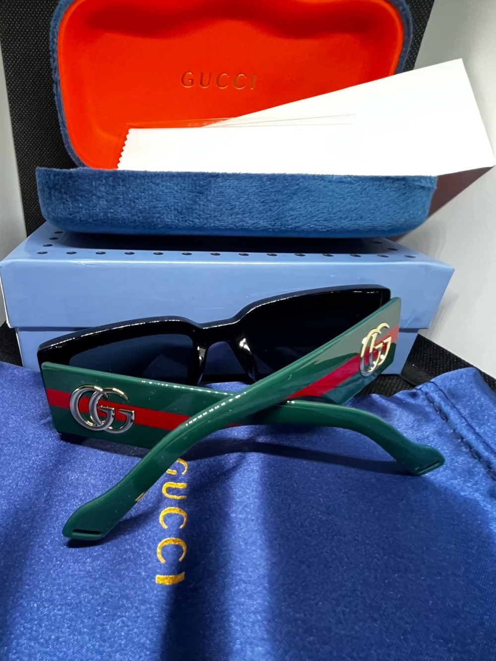 Gucci Green Stripe Logo Sunglasses